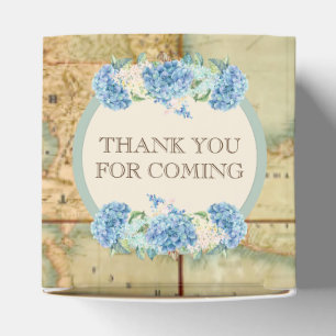 Erlebnis erwartet Vintage Weltkarte Blaue Hydrange Geschenkschachtel