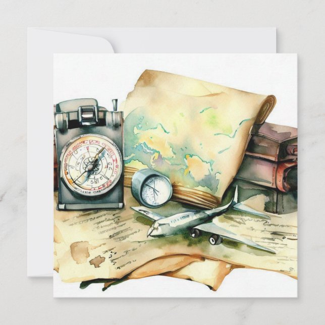 Erlebnis erwartet:Wanderlust Edition, eine Babydus Einladung (Vorderseite)