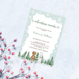 Erlebnis erwartet Watercolor Winter Baby Dusche Einladung