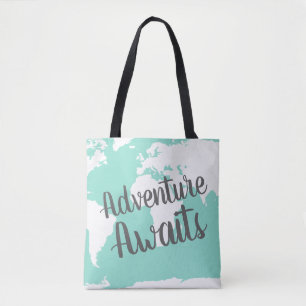 Erlebnis erwartet White World Map & Mint Tasche