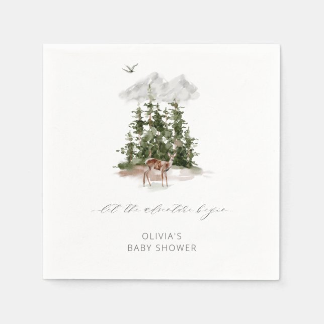 Erlebnis erwartet Wild Forest Liebe Baby Dusche Serviette (Vorderseite)