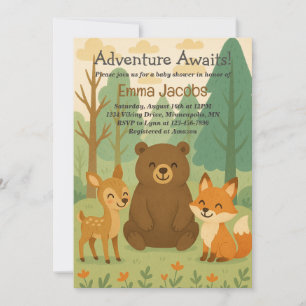 Erlebnis erwartet Woodland Baby Dusche Einladung