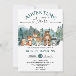 Erlebnis erwartet Woodland Rustic Baby Shower Invi Einladung