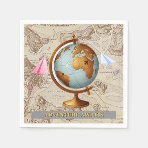 Erlebnis erwartet World Map Baby Shower Serviette