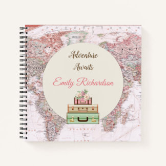 Erlebnis erwartet World Travel Map Rosa Elfenbeink Notizbuch