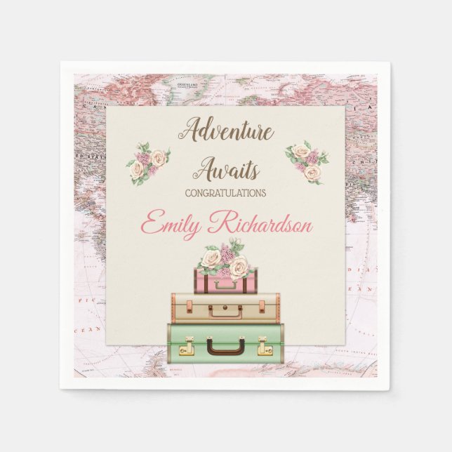 Erlebnis erwartet World Travel Map Roses Roses Serviette (Vorderseite)