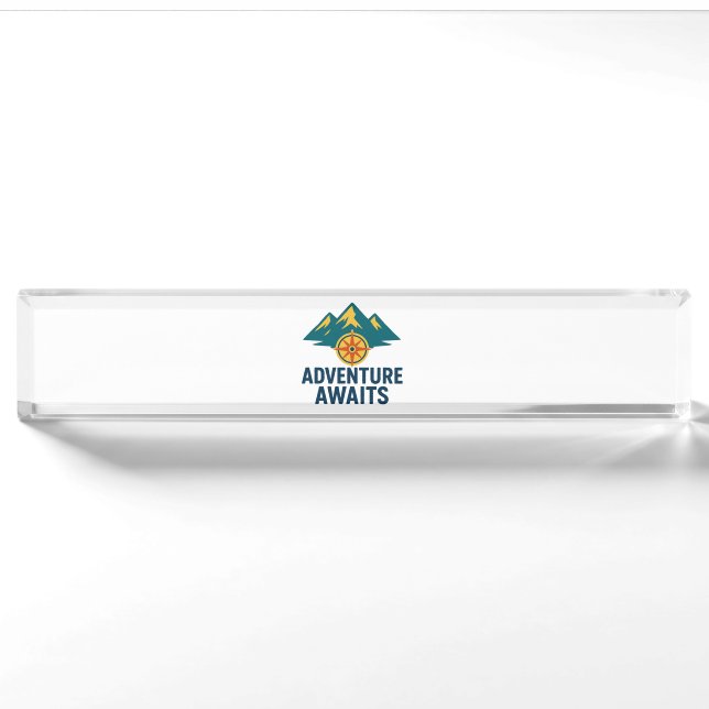Erlebnis wartet - Mountain & Compass Car Decal Namensplakette (Vorderseite)