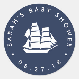 Erlebnis wartet   Navy and White Baby Shows Runder Aufkleber