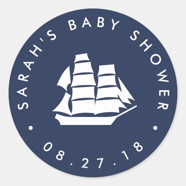 Erlebnis wartet | Navy and White Baby Shows Runder Aufkleber (Vorderseite)