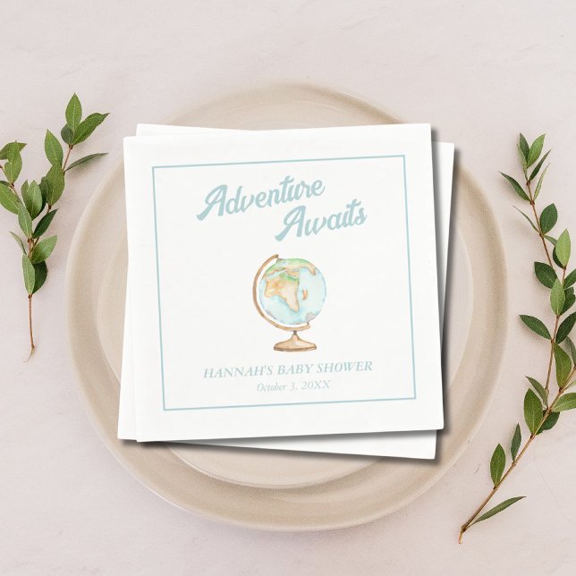 Erlebnis Wasserfarbe erwartet Baby Dusche Napkins Serviette (Watercolor Adventure Awaits Baby Shower Napkins
)