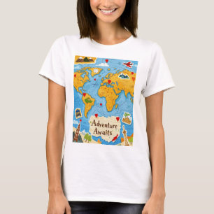 Erlebniswelten für World Map Heart Buttone T-Shirt