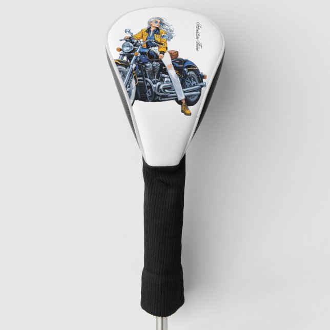 Erlebniszeit Motorradfahrer Golf Head Cover Golf Headcover (Vorderseite)