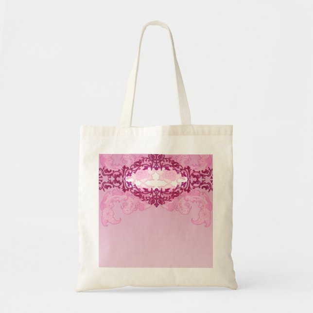Erleuchtender rosa Damast und Blumengeschenk Tragetasche (Vorne)