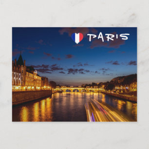 Erleuchtete Conciergerie bei Nacht - Paris, Frankr Postkarte