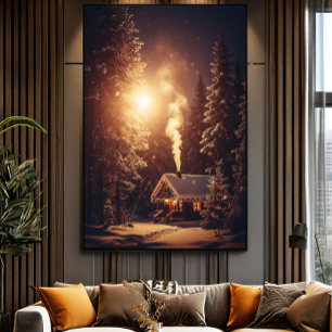 Erleuchtete Weihnachtszuflucht Leinwanddruck