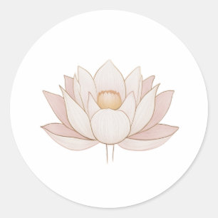 Erleuchteter Lotus: Minimalistisches Symbol der Re Runder Aufkleber