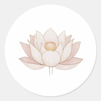Erleuchteter Lotus: Minimalistisches Symbol der Re Runder Aufkleber