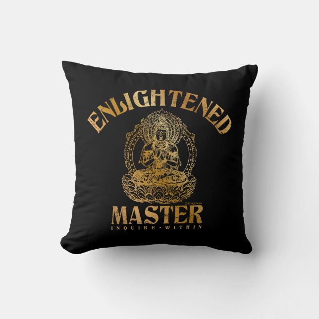 Erleuchteter Meister - Imitats Gold Foil Buddha Bl Kissen (Vorderseite)