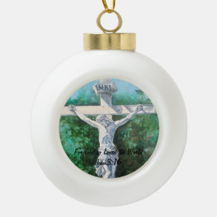 Erlöser Weihnachten Ostern Taufe Karwoche Keramik Kugel-Ornament