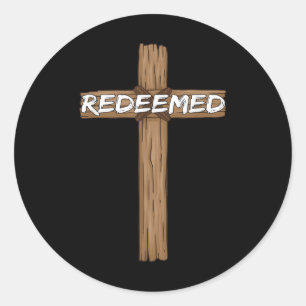 Erlöster Jesus Christliches Kreuz Gott Glaube Bibe Runder Aufkleber