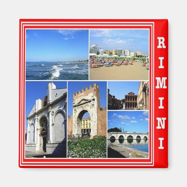 ERM024 RIMINI, Italien, Mosaik, Kühlschrank Magnet (Vorne)