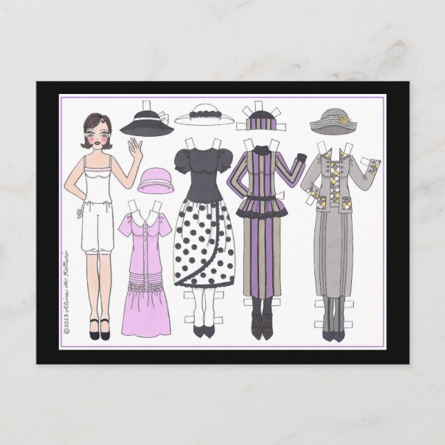 Erma, Art Deco Girl of the Paper Doll of the 1920e Postkarte (Vorderseite)