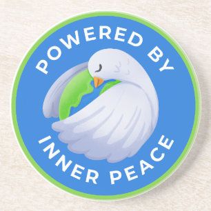 Ermächtigt durch Inner Peace Dove Sandstein-Unterl Getränkeuntersetzer