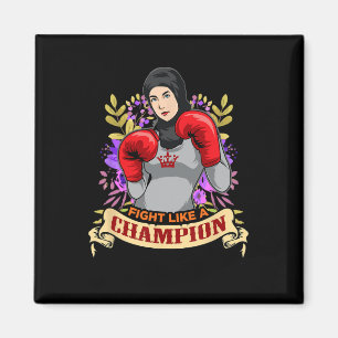 Ermächtigte arabische Hijab-Frau-Box-Kickboxen-Mäd Magnet