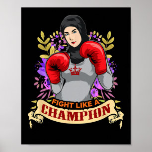 Ermächtigte arabische Hijab-Frau Boxen Kickboxen M Poster