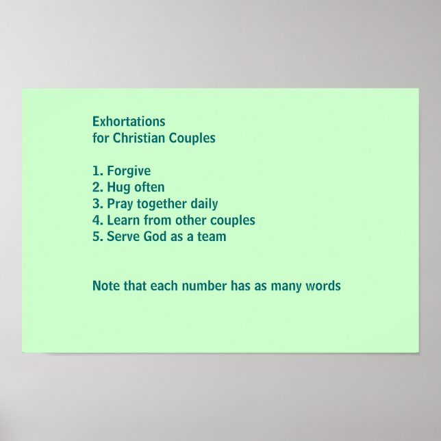 Ermahnungen für Christliche Paare Poster (Vorne)