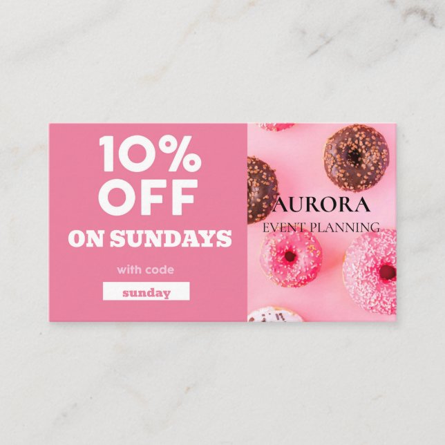 Ermäßigung bei der Veranstaltungsplanung Visitenkarte (Vorderseite)