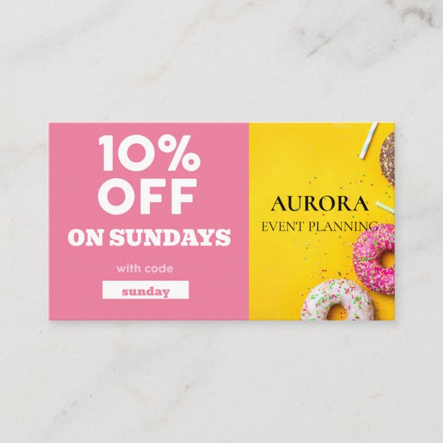 Ermäßigung bei der Veranstaltungsplanung Visitenkarte (Vorderseite)