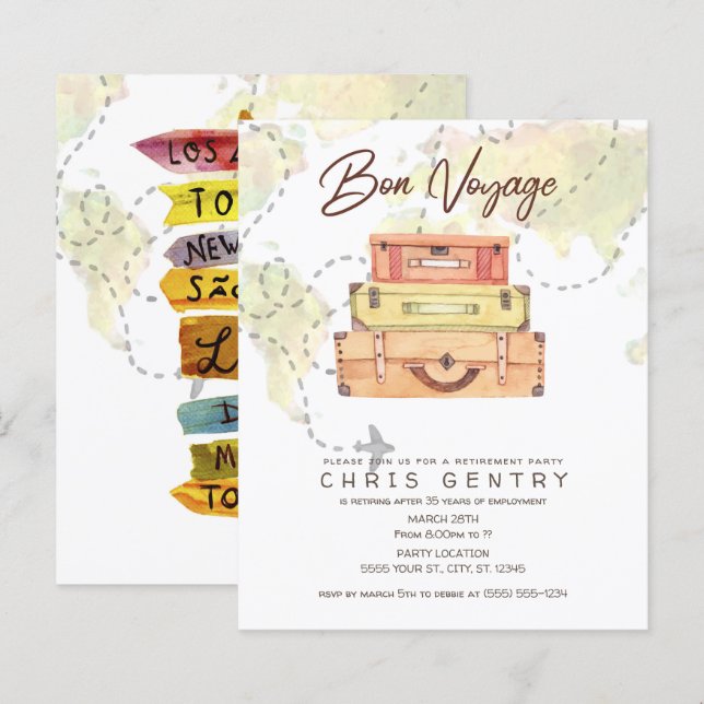 Ermäßigung Party Einladungen für Reisende (Vorne/Hinten)