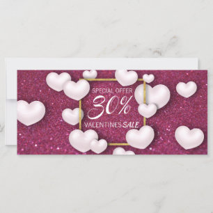 Ermäßigungskarte für den Valentinstag Weißherz-Gli