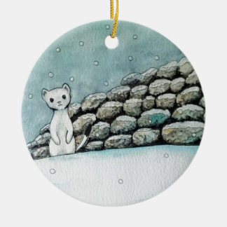 Ermine im Schnee Keramik Ornament