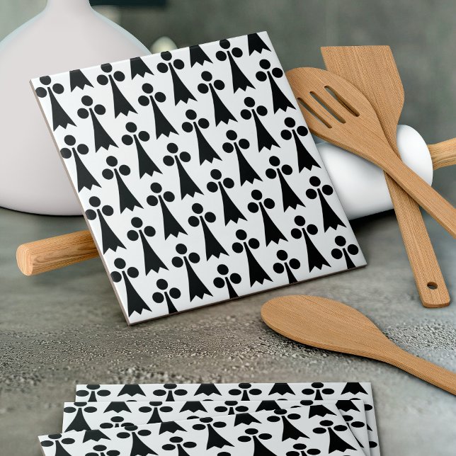 Ermine Pattern, mittelalterliches Muster, Schwarz  Fliese (Von Creator hochgeladen)