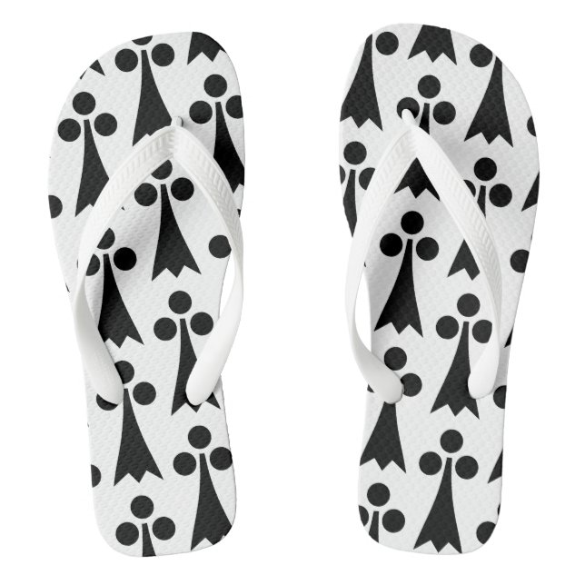 Ermine Pattern, mittelalterliches Muster, Schwarz  Flip Flops (Fußbett)