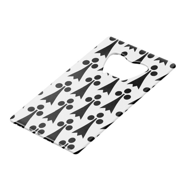 Ermine Pattern, mittelalterliches Muster, Schwarz  Geldbeutel Flaschenöffner (Vorderseite Schrägansicht)