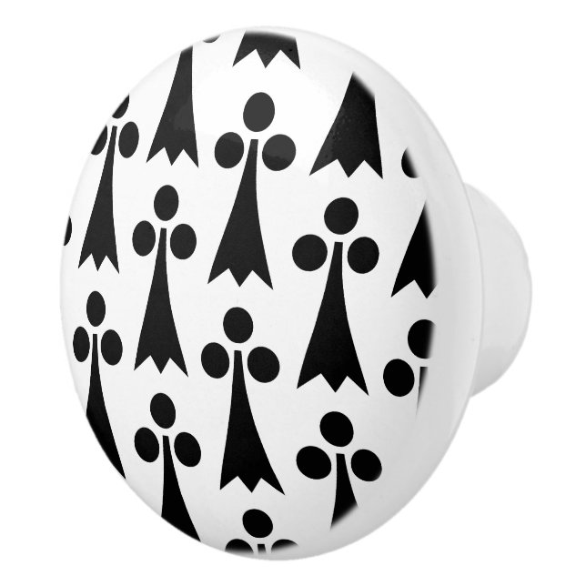Ermine Pattern, mittelalterliches Muster, Schwarz  Keramikknauf (Rechts)