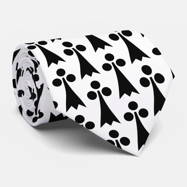 Ermine Pattern, mittelalterliches Muster, Schwarz  Krawatte (Gerollt)