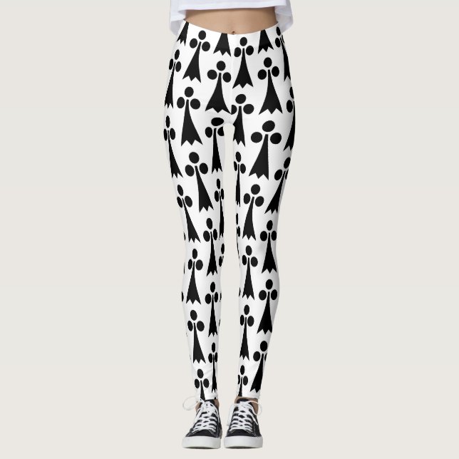 Ermine Pattern, mittelalterliches Muster, Schwarz  Leggings (Vorderseite)