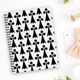 Ermine Pattern, mittelalterliches Muster, Schwarz  Notizbuch