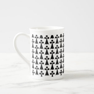 Ermine Pattern, mittelalterliches Muster, Schwarz  Prozellantasse
