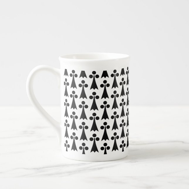 Ermine Pattern, mittelalterliches Muster, Schwarz  Prozellantasse (Links)
