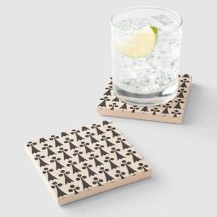 Ermine Pattern, mittelalterliches Muster, Schwarz  Steinuntersetzer