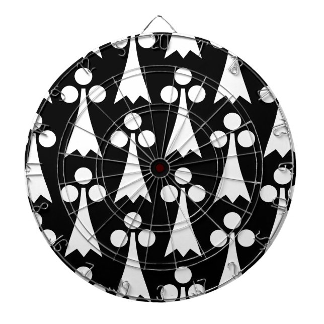 Ermine Pattern, mittelalterliches Muster, weiß auf Dartscheibe (vorne)