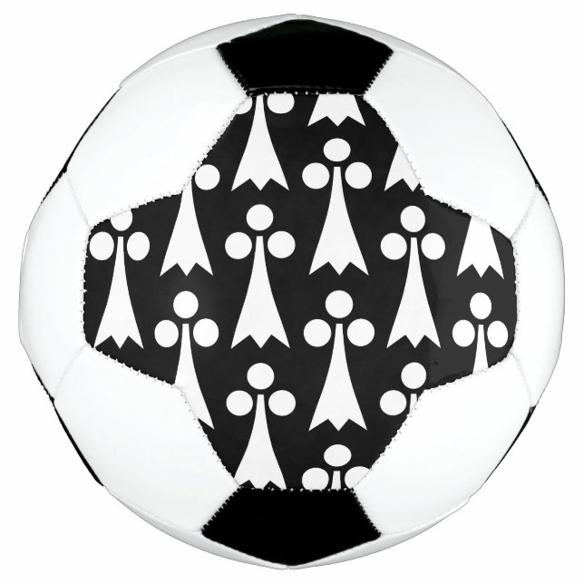 Ermine Pattern, mittelalterliches Muster, weiß auf Fußball (Vorderseite)