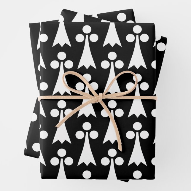 Ermine Pattern, mittelalterliches Muster, weiß auf Geschenkpapier Set (Beispiel)