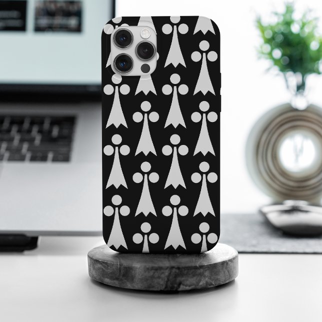 Ermine Pattern, mittelalterliches Muster, weiß auf iPhone 15 Pro Max Hülle (Von Creator hochgeladen)