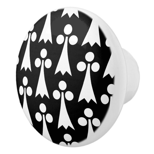 Ermine Pattern, mittelalterliches Muster, weiß auf Keramikknauf (Rechts)